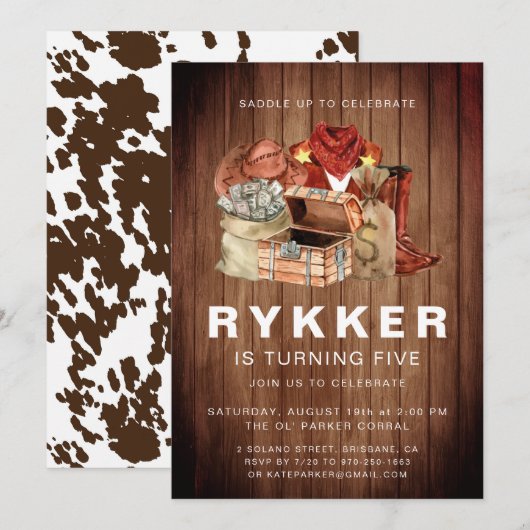 Rustige Westerne Rodeo Cowboy Birthday Party Kaart (Voorkant / Achterkant)