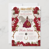 Rustige Westerne rozen Floral Charro Quinceanera Kaart (Voorkant)