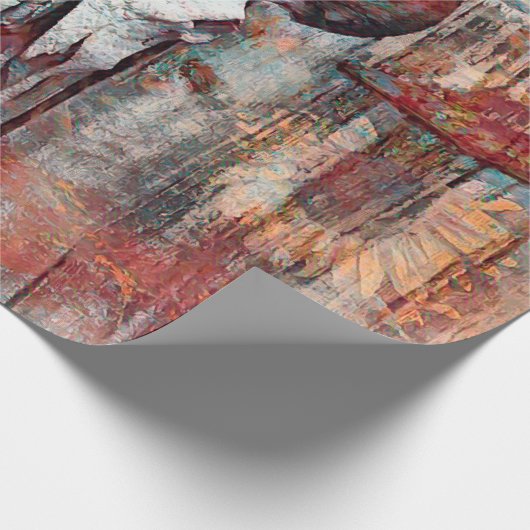 Rustige Westerne Rust Brown Bull Skull Sunflower Cadeaupapier (Hoek)