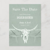 Rustige Westerne schedel Groen sparen de datum Briefkaart (Voorkant)