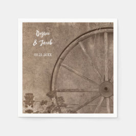 Rustige Westerne Sepia Tone Country Wagon Wheel Servet