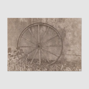 Rustige Westerne Sepia Tone Country Wagon Wheel Tissuepapier