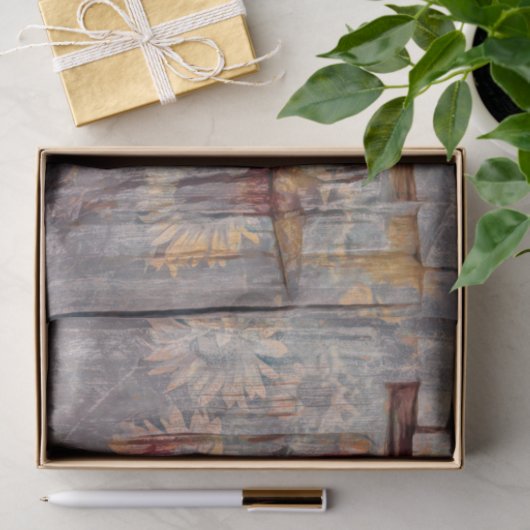 Rustige Westerne stip Gele zonnebloemen Tissuepapier (Geschenk)