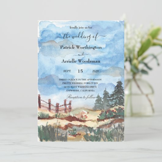 rustige westerne trouwuitnodigingen kaart (Staand voorkant)