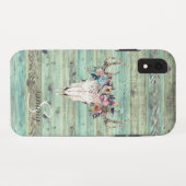 Rustige Westerne Turquoise Wood Deer Skull Monogra Case-Mate iPhone Hoesje (Achterkant (horizontaal))