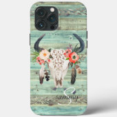 Rustige Westerne Turquoise Wood Koe Case-Mate iPhone Hoesje (Back)