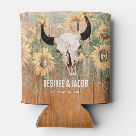 Rustige Westerne zonnebloemen Bull Skull Blikjeskoeler (Achterkant)