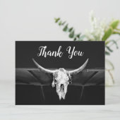 Rustige Westerne zwarte en witte bull Bedankkaart (Staand voorkant)