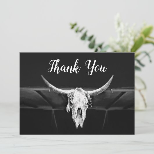 Rustige Westerne zwarte en witte bull Bedankkaart (Staand voorkant)