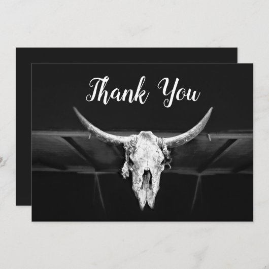 Rustige Westerne zwarte en witte bull Bedankkaart (Voorkant / Achterkant)