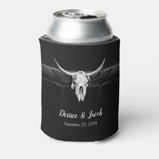 Rustige Westerne zwarte en witte bull Blikjeskoeler (Blikje Achterkant)