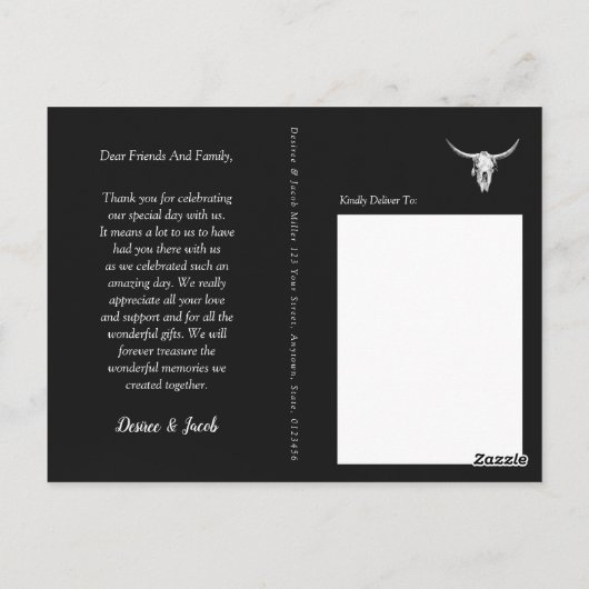 Rustige Westerne zwarte en witte bull Briefkaart (Achterkant)