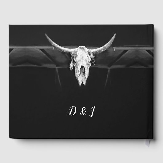 Rustige Westerne zwarte en witte bull Gastenboek (Achterkant)