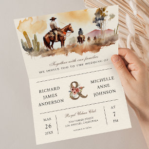 Rustige Westerse Cowboy Alles in Eén QR Code Huwel