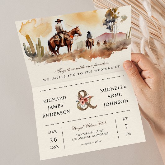 Rustige Westerse Cowboy Alles in Eén QR Code Huwel