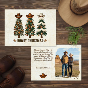 Rustige Westerse Cowboy Kerst Foto Feestdagenkaart