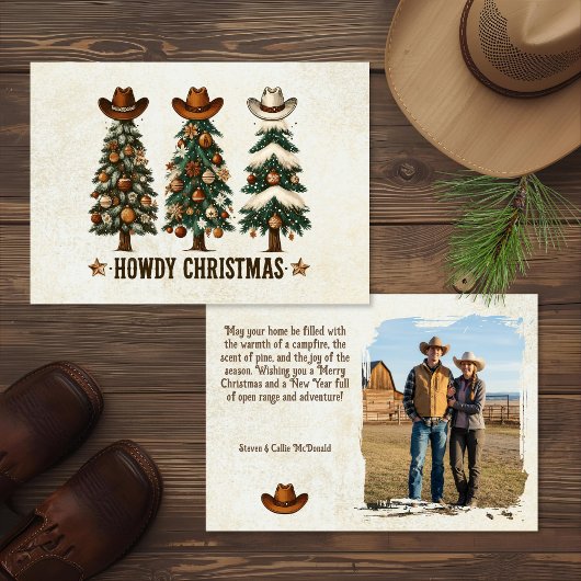 Rustige Westerse Cowboy Kerst Foto Feestdagenkaart