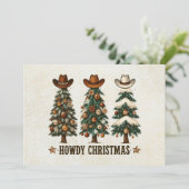 Rustige Westerse Cowboy Kerst Foto Feestdagenkaart (Staand voorkant)
