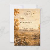 Rustige Westerse Herfst Bruiloft RSVP Kaartje (Voorkant)