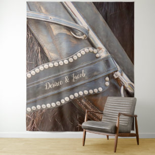 Rustige Westerse Paarden Foto Booth Achtergrond vo Wandkleed