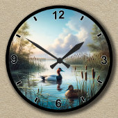 rustige wetland canvasback eenden ronde klok