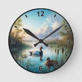 rustige wetland canvasback eenden ronde klok (Voorkant)