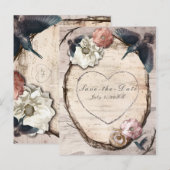 Rustige White Birch Floral & Hummingbird Save Date Aankondigingskaart (Voorkant / Achterkant)