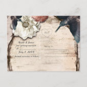 Rustige White Birch Floral & Hummingbird Save Date Aankondigingskaart (Achterkant)