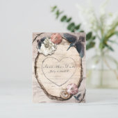 Rustige White Birch Floral & Hummingbird Save Date Aankondigingskaart (Staand voorkant)