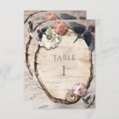 Rustige White Birch & Hummingbird Table Number Kaa Kaart (Voorkant / Achterkant)