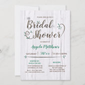 Rustige White & Brown Wood Bridal Shower Invitatio Kaart (Voorkant)