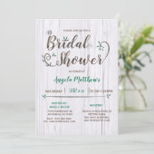 Rustige White & Brown Wood Bridal Shower Invitatio Kaart (Staand voorkant)