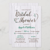 Rustige White & Brown Wood Bridal Shower Invitatio Kaart (Voorkant / Achterkant)