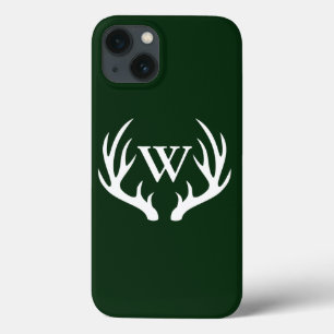 Rustige White Deer Antlers Aangepast monogram iPhone 13 Hoesje