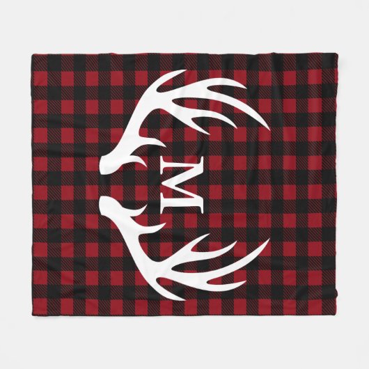 Rustige White Deer Antlers Buffalo Pset Custom Fleece Deken (Voorkant (Horizontaal))