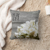 Rustige White Flowers Monogram Pillow Kussen (Deken)