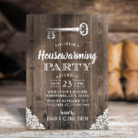 Rustige White Lace Antiek Key Housewarming Party Kaart<br><div class="desc">Rustic White Lace Antiek Key Housewarming Party Invitations.</div>