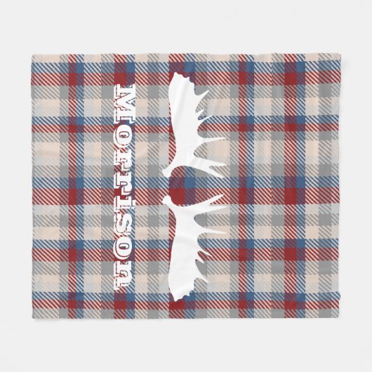 Rustige White Moose Antlers Berry Pset Monogram Fleece Deken (Voorkant (Horizontaal))