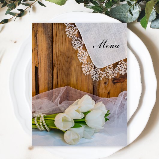 Rustige White Tulips Country Barn Wedding Menu