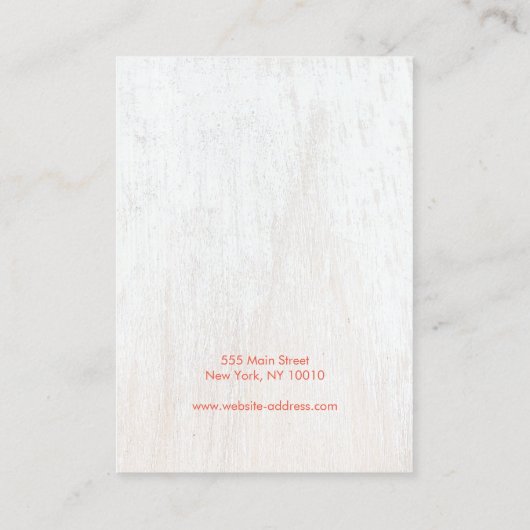 Rustige White Wood Floral Script Earring Display Visitekaartje (Achterkant)