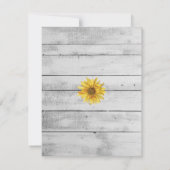 Rustige White Wood Sunflower Birthday Uitnodiging (Achterkant)