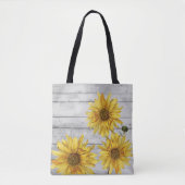 Rustige White Wood Sunflower Canvas tas (Voorkant)