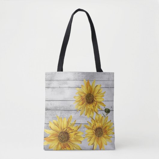 Rustige White Wood Sunflower Canvas tas (Voorkant)