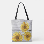 Rustige White Wood Sunflower Canvas tas (Achterkant)