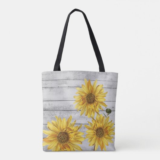 Rustige White Wood Sunflower Canvas tas (Achterkant)