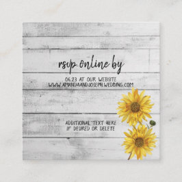 Rustige White Wood Sunflower Weddenschap RSVP-kaar Informatiekaartje