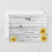 Rustige White Wood Sunflower Weddenschap RSVP-kaar RSVP Kaartje (Voorkant)