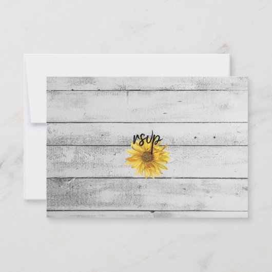 Rustige White Wood Sunflower Weddenschap RSVP-kaar RSVP Kaartje (Achterkant)
