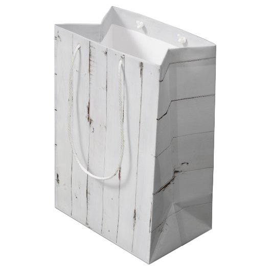 Rustige White Wood Tone Medium Gift Bag Medium Cadeauzakje (Achterkant Gekanteld)