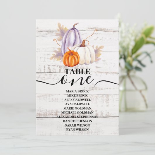 Rustige White Wood Waterverf Pumpkin Sunflower I Kaart (Staand voorkant)